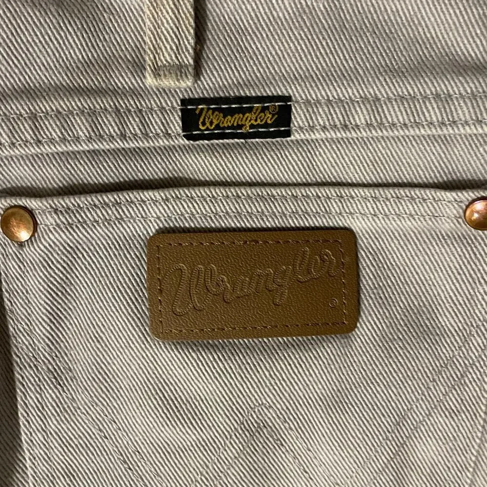 Wrangler 33x30 USA Gray Twill Jeans | Vintage Cowboy Cut Straight Leg Y2K Rare - Picture 5 of 10